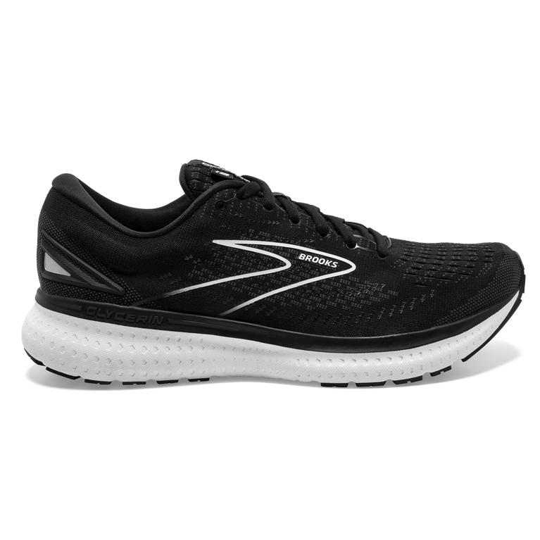 Brooks Glycerin 19 Men's Road Running Shoes - Black/White (10239-DZIS)